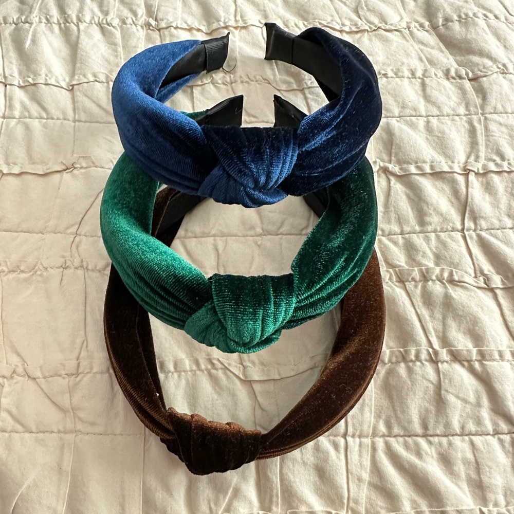 Set of 3 velvet knotted headbands